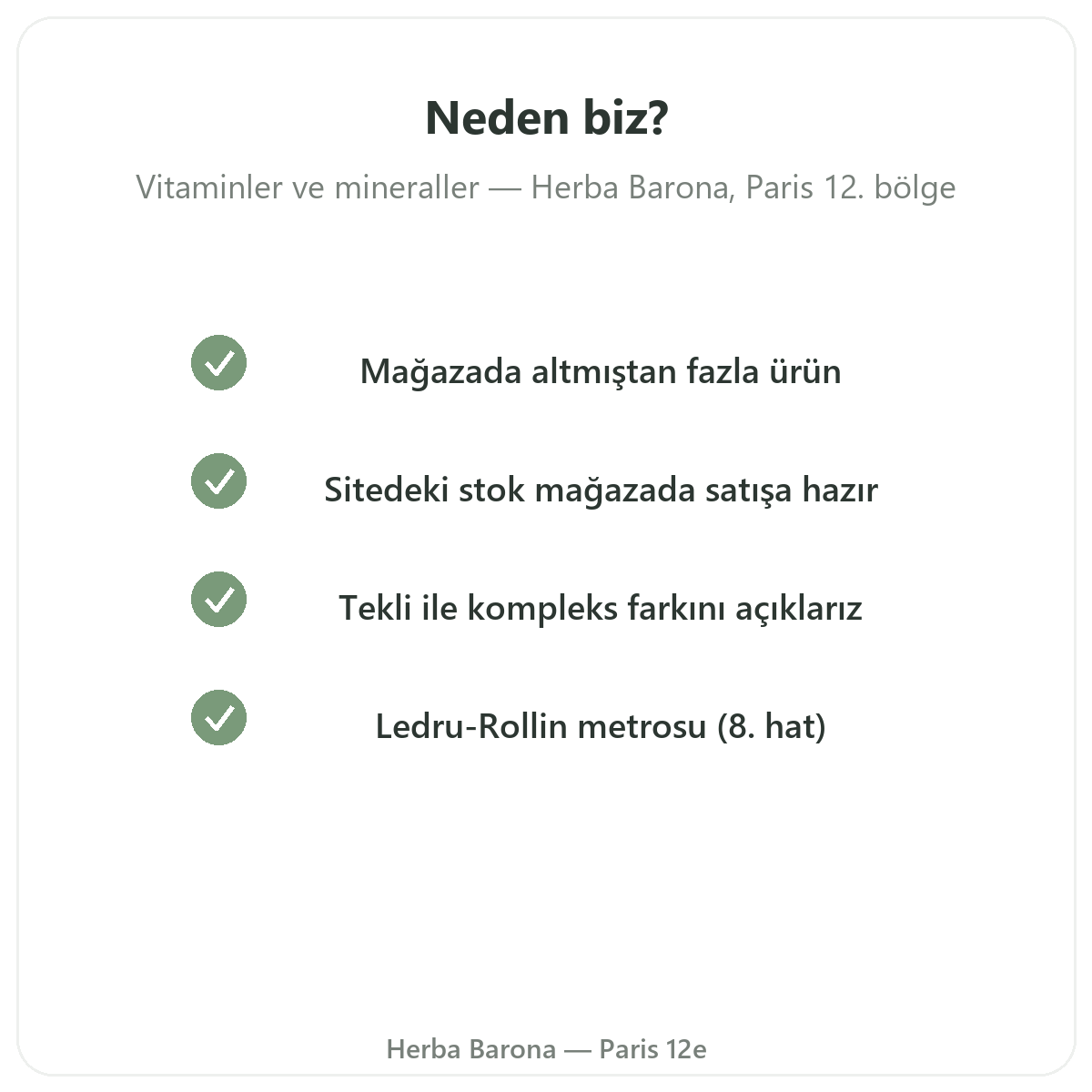 Paris’te Vitaminler ve Mineraller neden Herba Barona Paris 12. bölgeden satın alınır