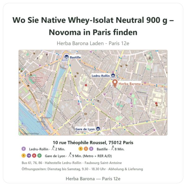 Wo finden Sie Native Whey-Isolat Neutral 900 g – Novoma in Paris - Ladenplan Herba Barona Paris 12e
