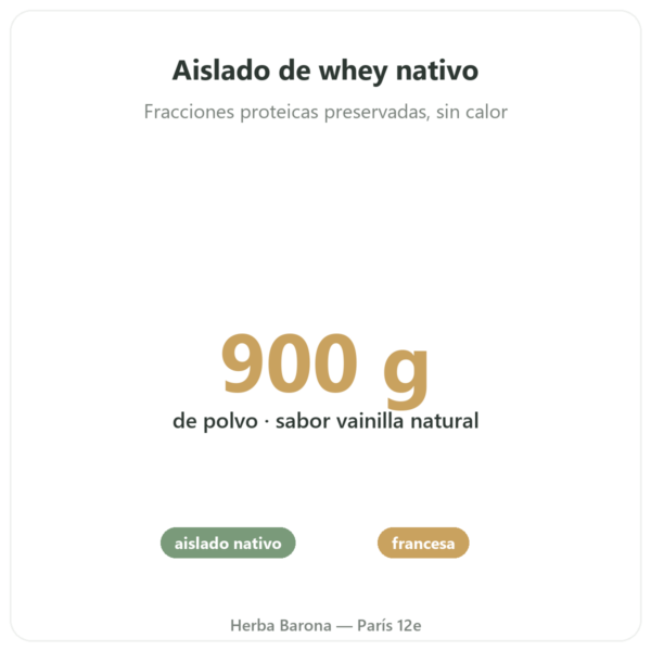 Isolado Whey Nativa Vainilla 900g – Novoma beneficios y datos clave Paris Herba Barona