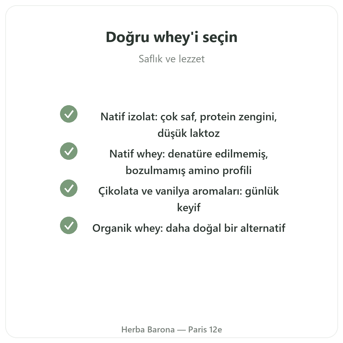 Whey protein isolat Paris Paris - Herba Barona Paris 12. bölgede kalite taahhütleri