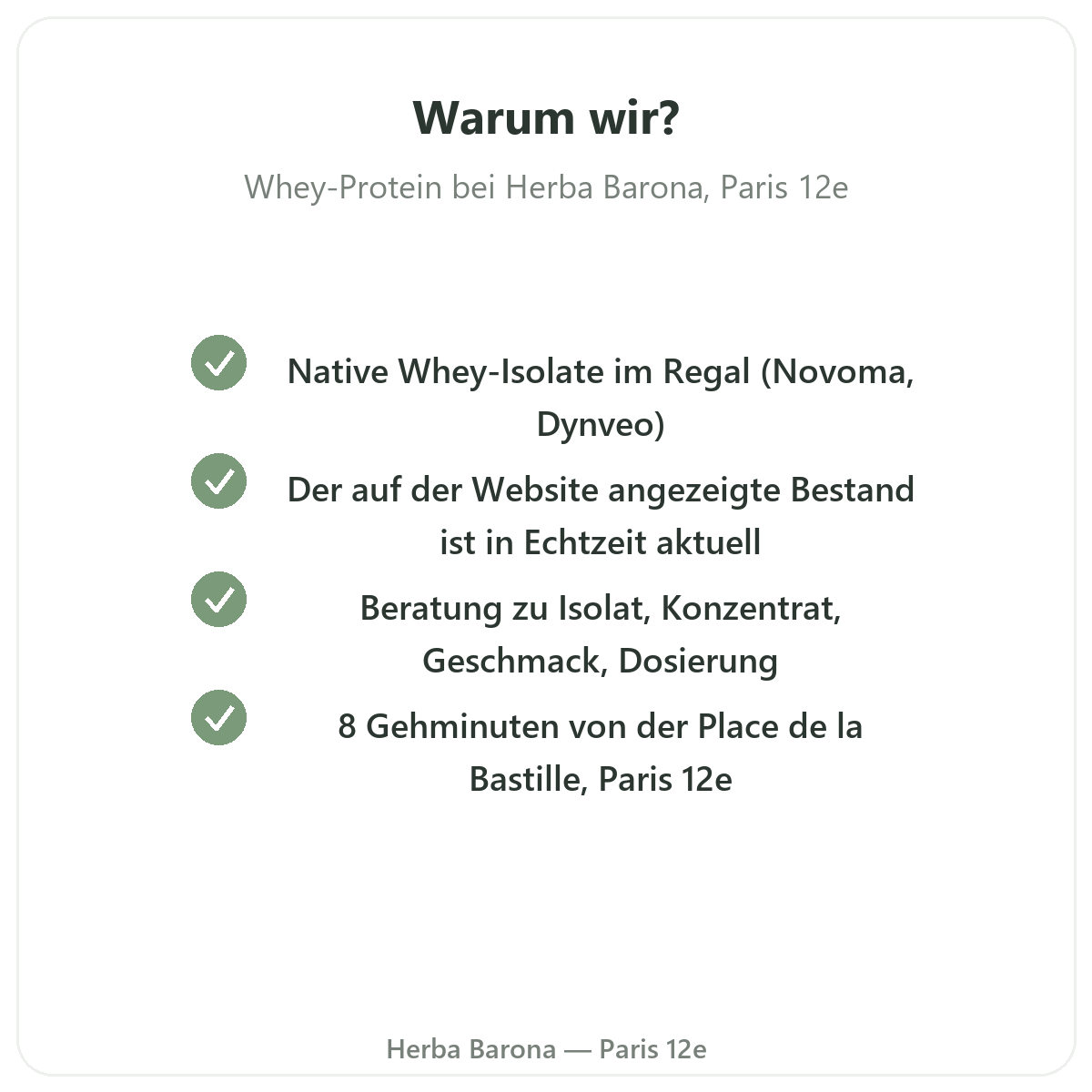 Pourquoi acheter Whey proteine isolat Paris a Paris chez Herba Barona Paris 12e