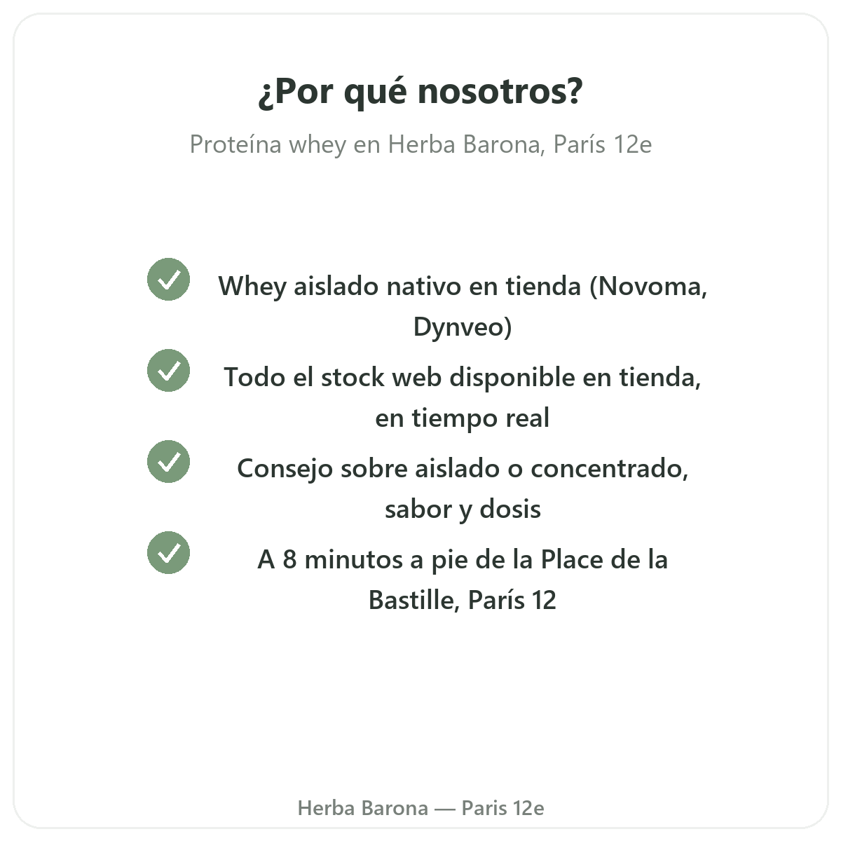 Por qué comprar proteína whey aislada en París en Herba Barona París 12e