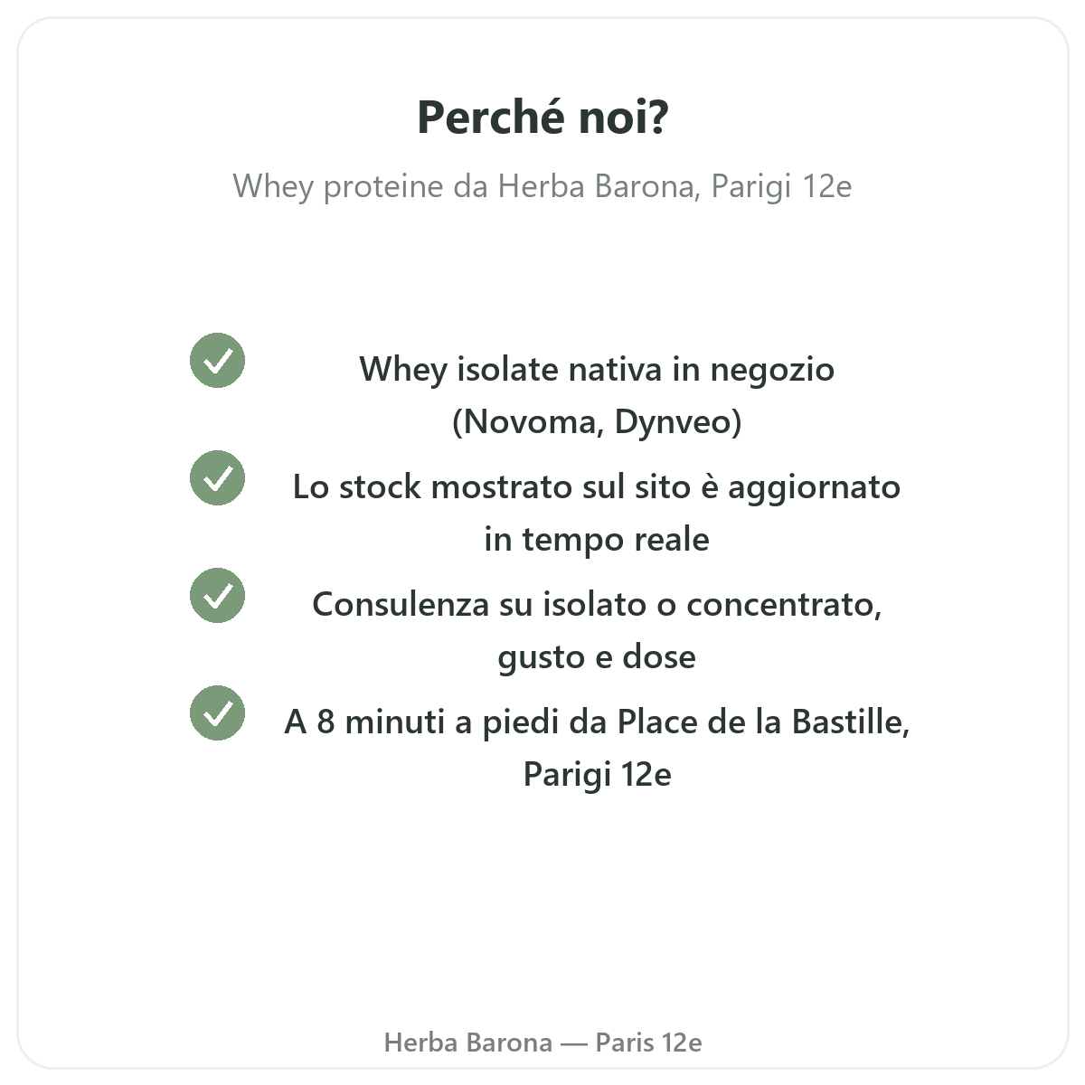 Perché acquistare proteine whey isolate a Parigi da Herba Barona Parigi 12e