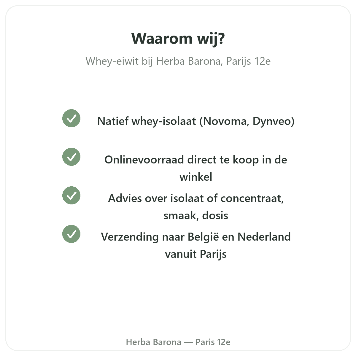 Pourquoi acheter Whey proteine isolat Paris a Paris chez Herba Barona Paris 12e