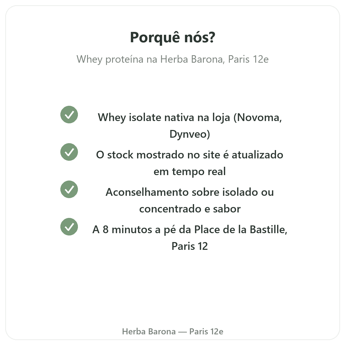 Porquê comprar Whey proteína isolado Paris em Paris na Herba Barona Paris 12e