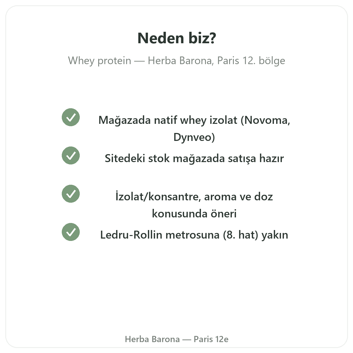 Whey protein isolat Paris’i Paris’te Herba Barona Paris 12. bölgeden neden almalı