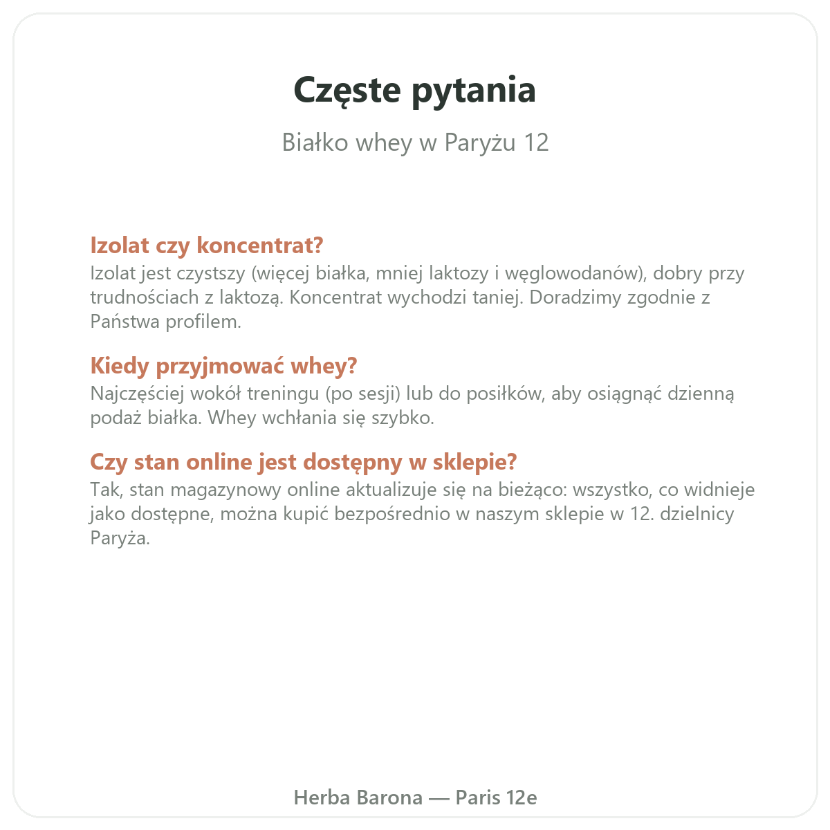 Najczęstsze pytania o whey białko izolat - Herba Barona, dostawa w całej Polsce