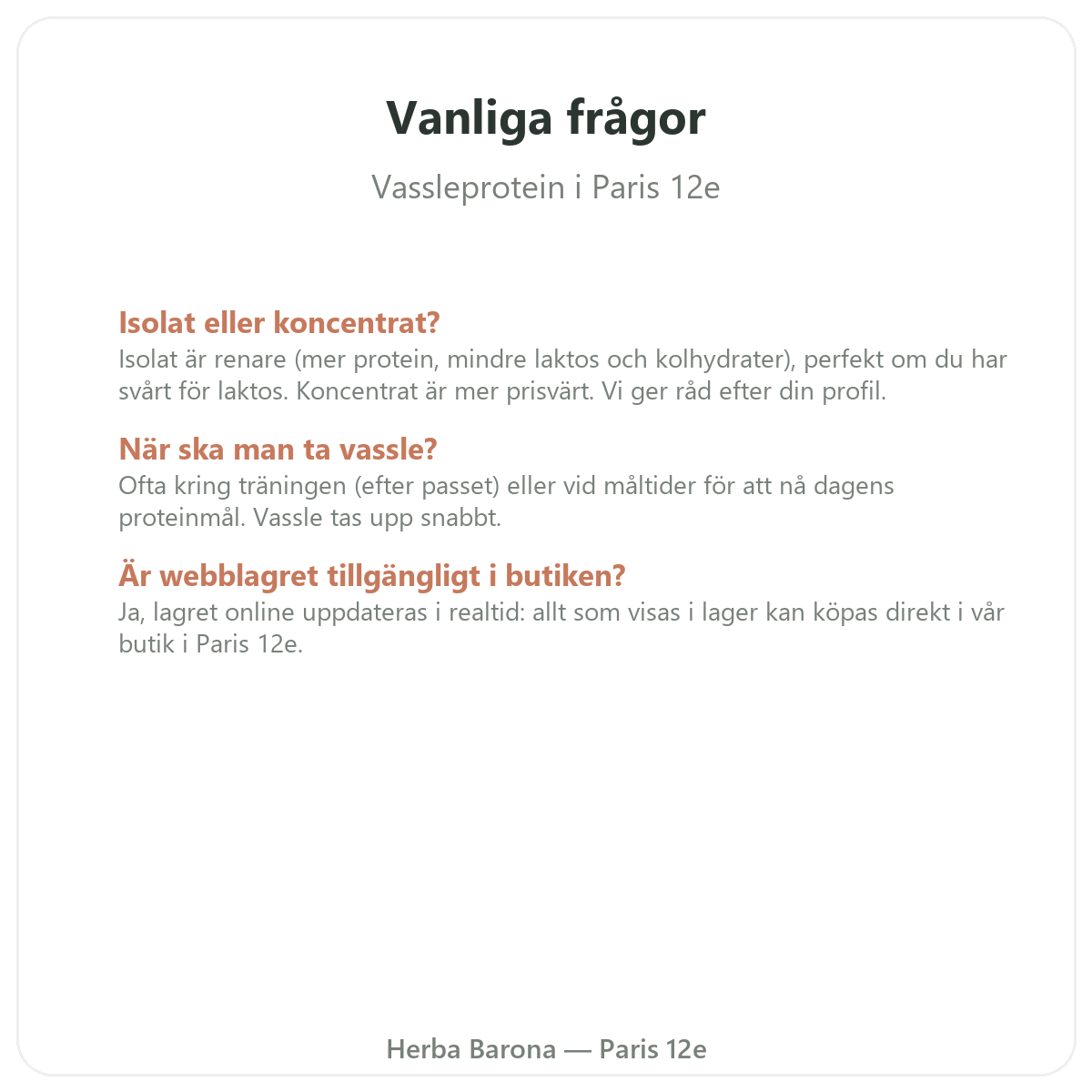 Vanliga frågor om whey protein isolat i Paris – Herba Barona Paris 12e