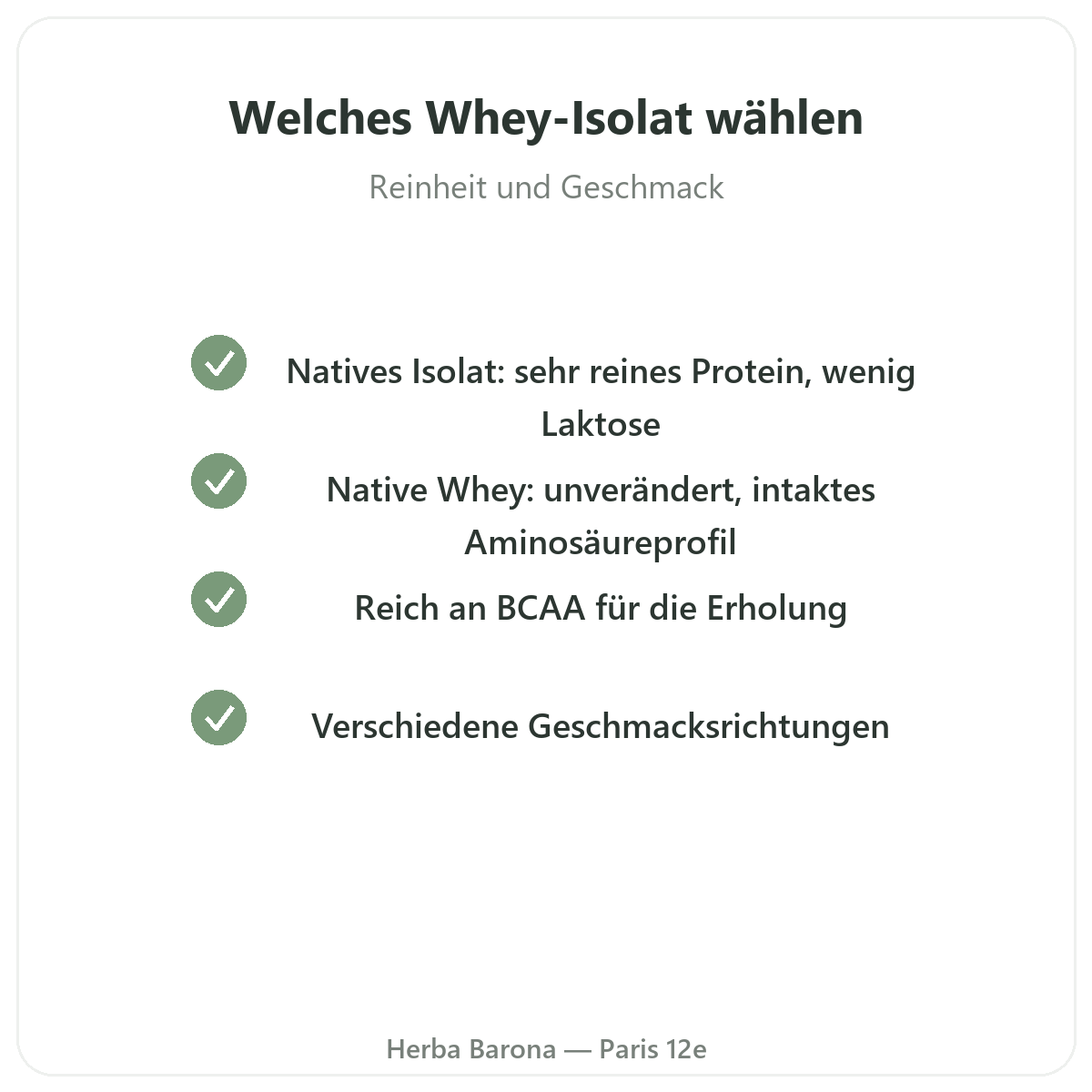 Natives Whey-Isolat Paris - Qualitätsversprechen bei Herba Barona Paris 12e