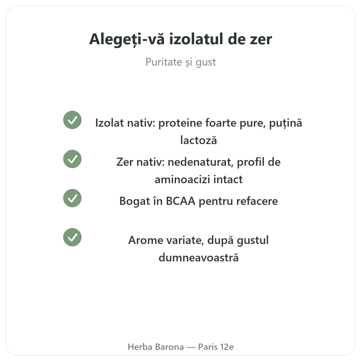 Whey native izolat Paris - angajamente de calitate la Herba Barona Paris, arondismentul 12