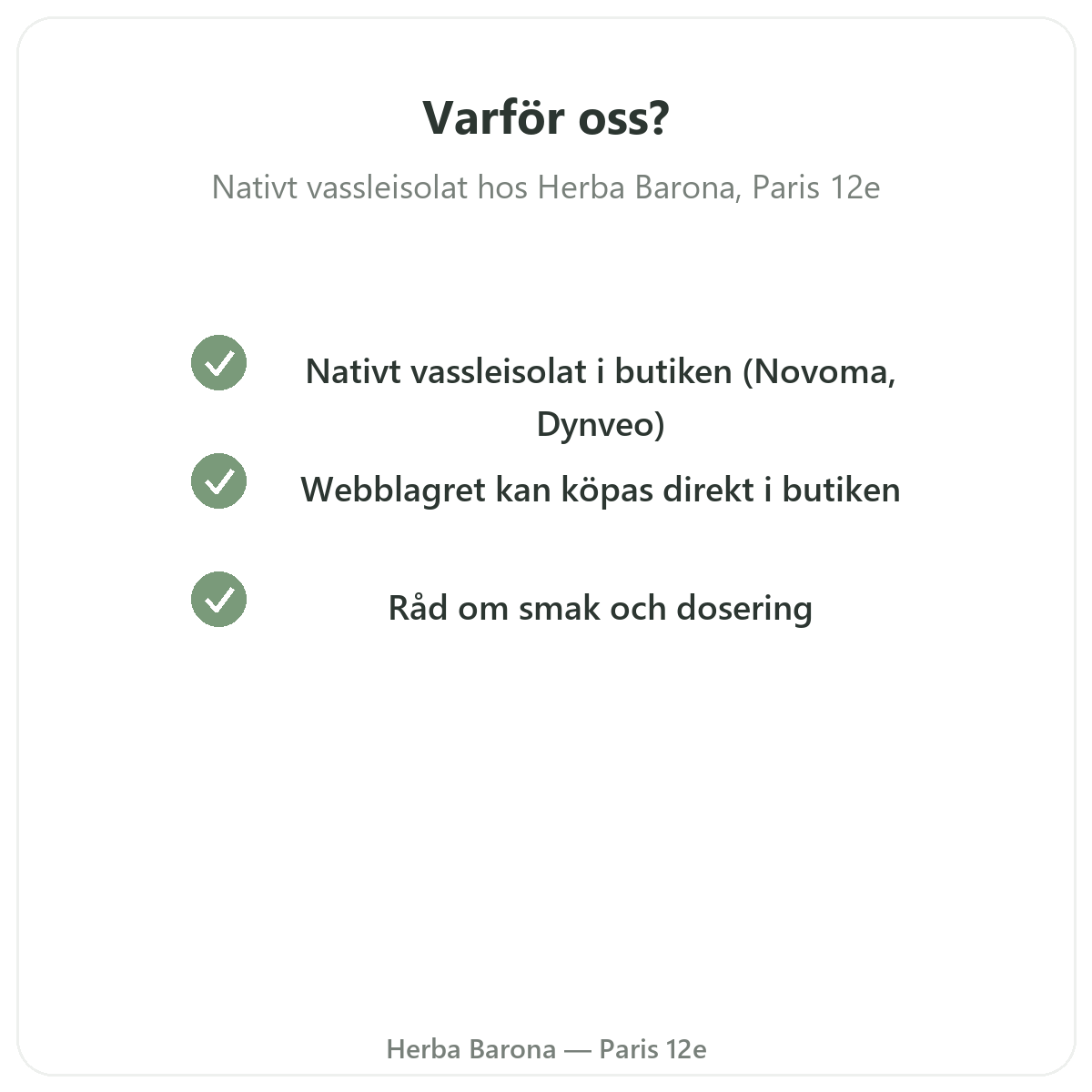 Varför köpa whey native isolat i Paris hos Herba Barona Paris 12e