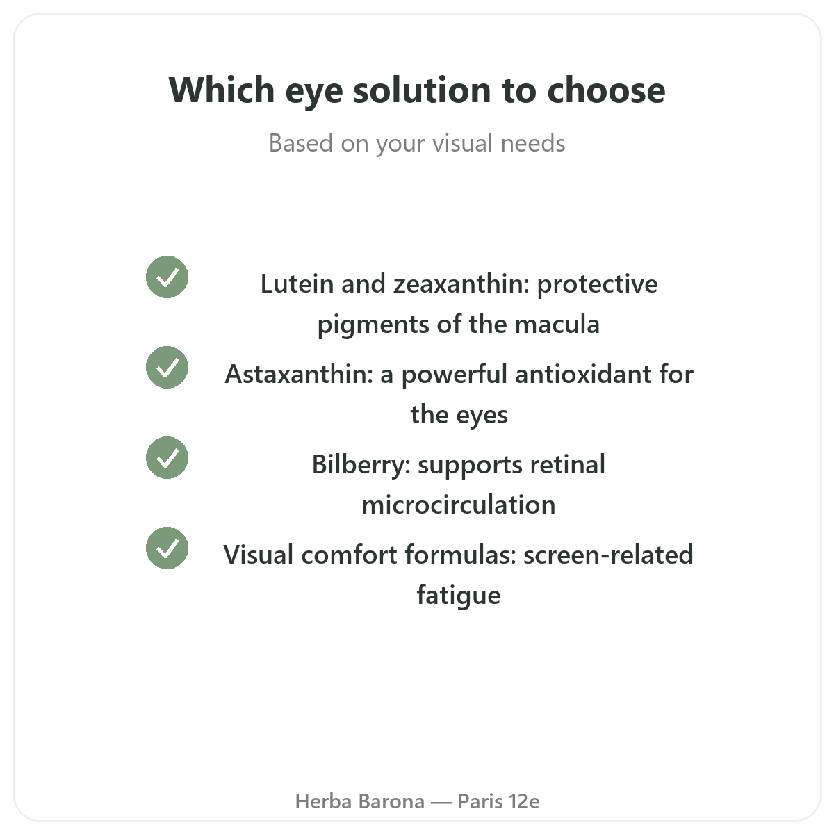 Eyes & Vision in Paris - quality commitments at Herba Barona Paris 12e