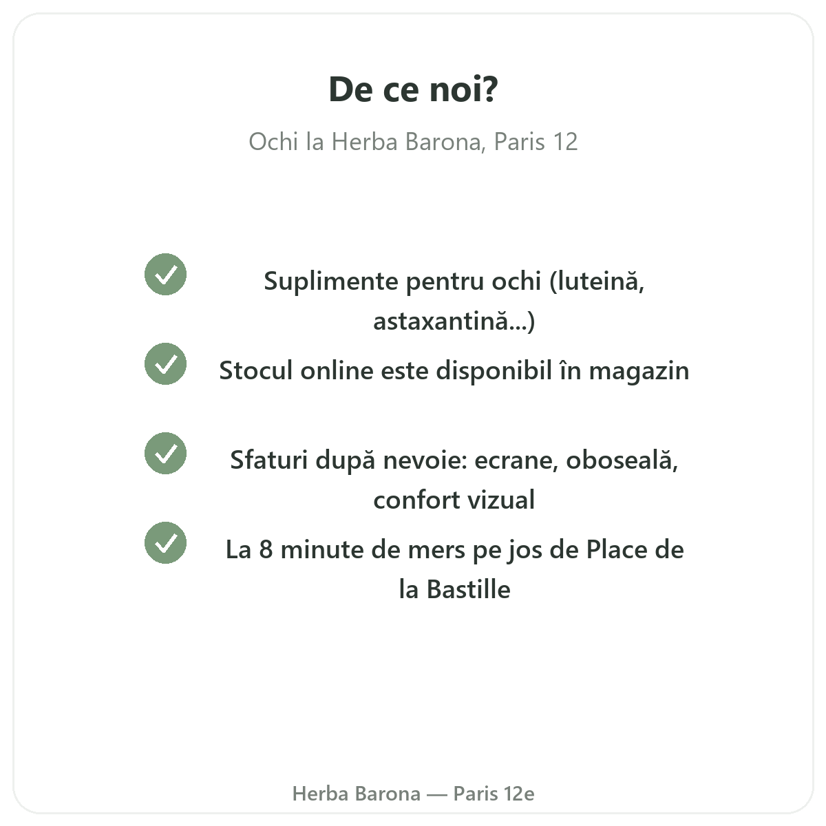 De ce să cumpărați Ochi, confort vizual Paris la Paris de la Herba Barona Paris, arondismentul 12