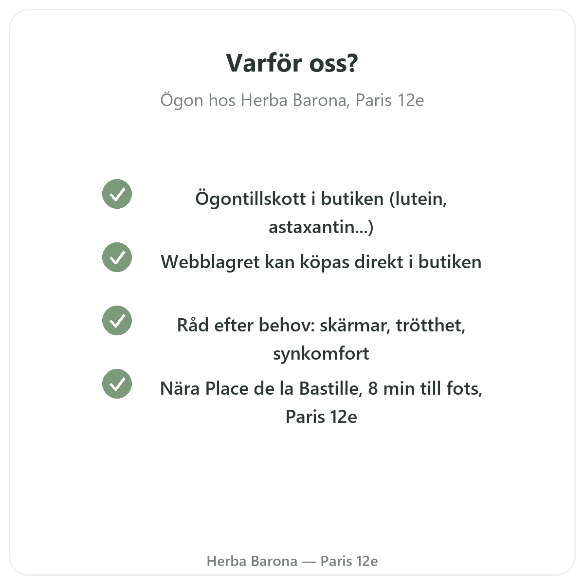 Varför köpa produkter för ögon och synkomfort i Paris hos Herba Barona Paris 12e