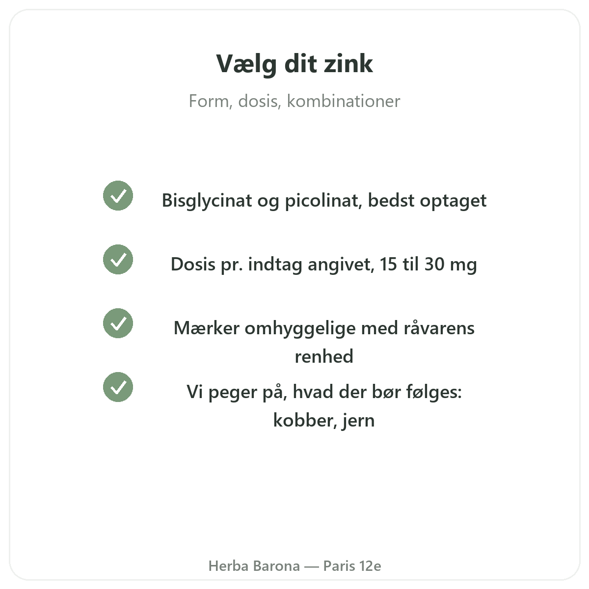 Zink - vigtige aktive stoffer at vælge hos Herba Barona Paris 12