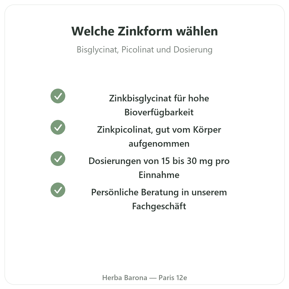 Zink - wichtige Wirkstoffe zur Auswahl bei Herba Barona Paris 12e