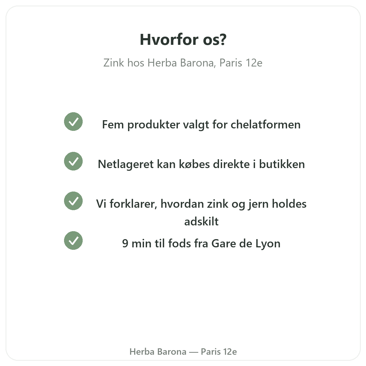 Hvorfor købe zink i Paris hos Herba Barona Paris 12