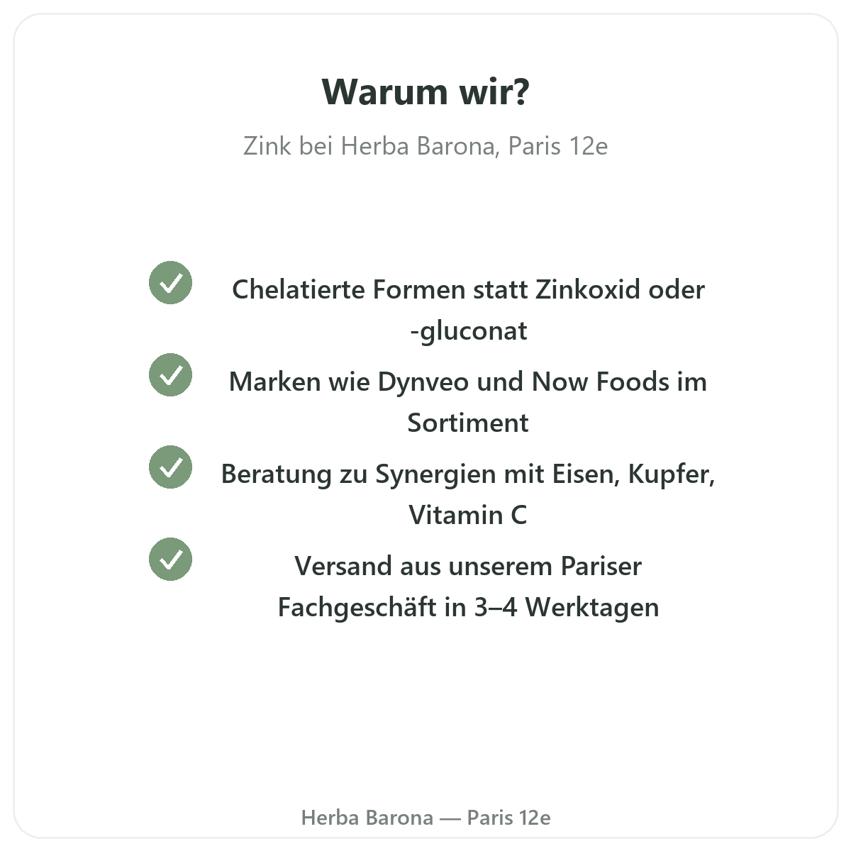 Warum Zink in Paris bei Herba Barona kaufen Paris 12e