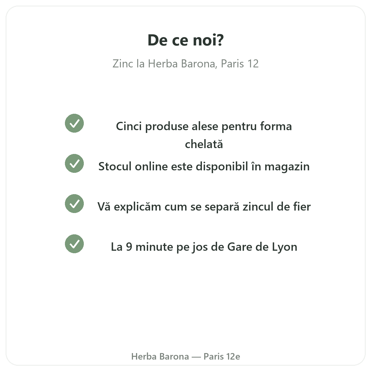 De ce sa cumparati Zinc la Paris de la Herba Barona Paris, arondismentul 12