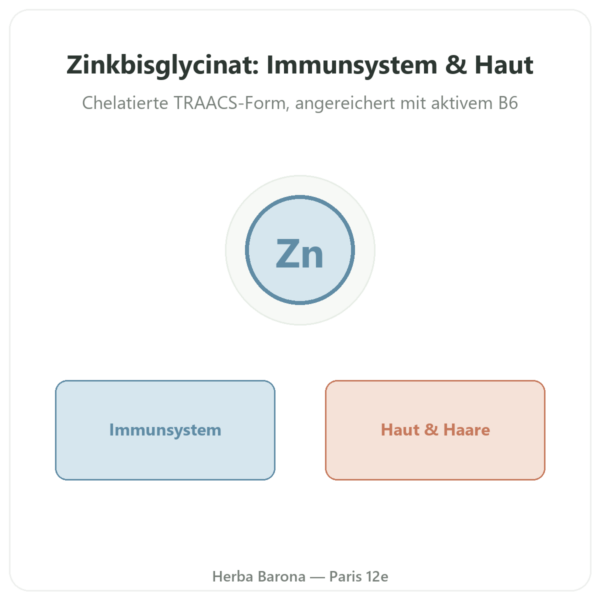 Zink-Bisglycinat TRAACS® + B6 – Novoma – 120 Kapseln Vorstellung Paris Herba Barona