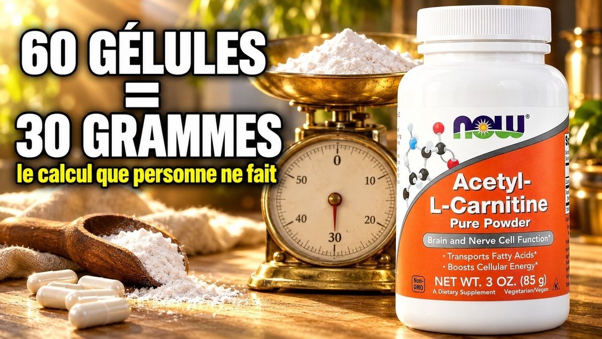 Vidéo Acétyl-L-Carnitine Poudre Pure Now Foods Paris Herba Barona