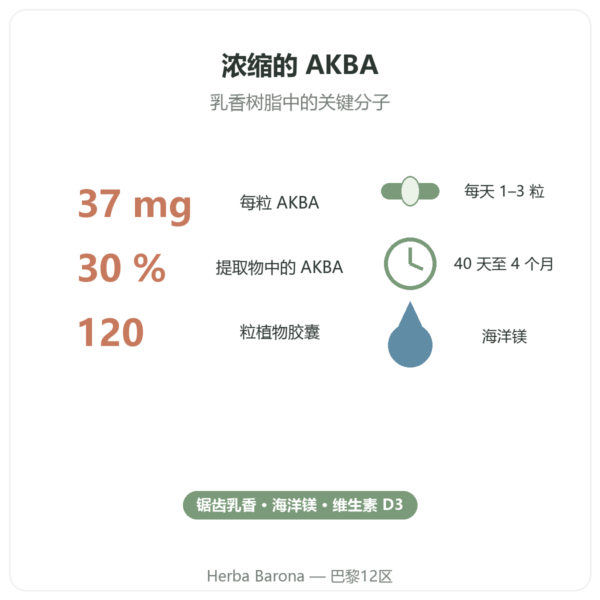 Vital Osmose AKBA30 锯齿乳香 30% AKBA 120 粒 益处与数据 Paris Herba Barona