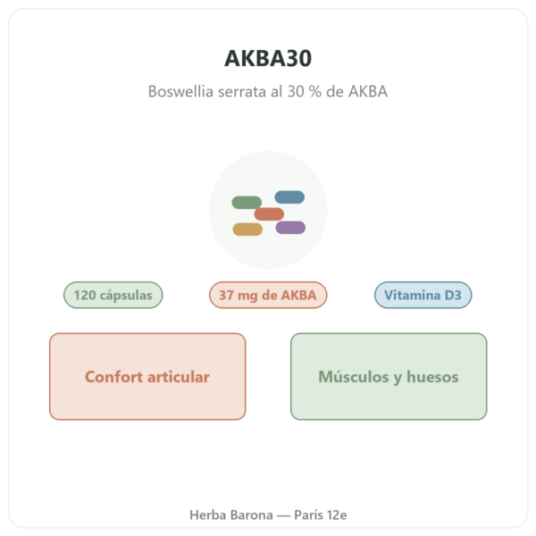 AKBA30 Boswellia serrata 30 % AKBA – Vital Osmose – 120 cápsulas presentación Paris Herba Barona