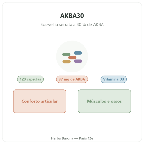 AKBA30 Boswellia serrata 30 % AKBA – Vital Osmose – 120 cápsulas apresentação Paris Herba Barona