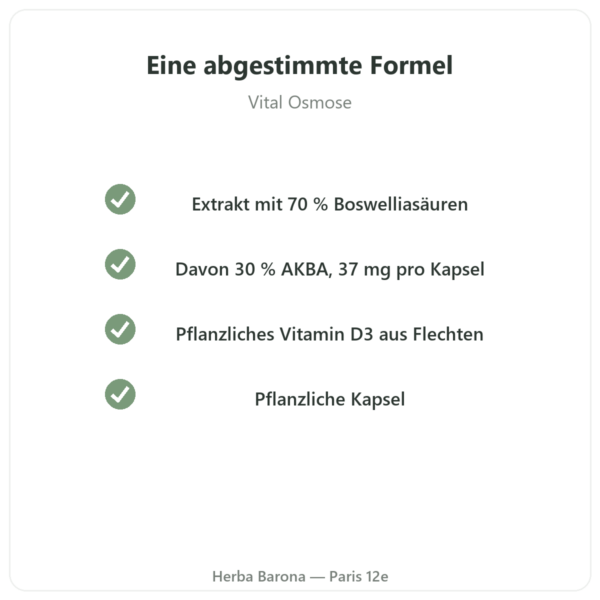 AKBA30 Boswellia serrata 30 % AKBA – Vital Osmose – 120 Kapseln Qualität Paris Herba Barona