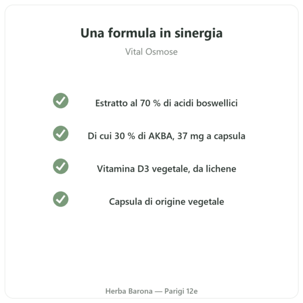 AKBA30 Boswellia serrata 30 % AKBA – Vital Osmose – 120 capsule qualità Paris Herba Barona