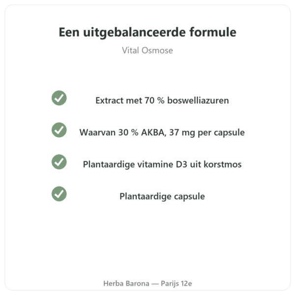 AKBA30 Boswellia serrata 30 % AKBA – Vital Osmose – 120 capsules kwaliteit Paris Herba Barona