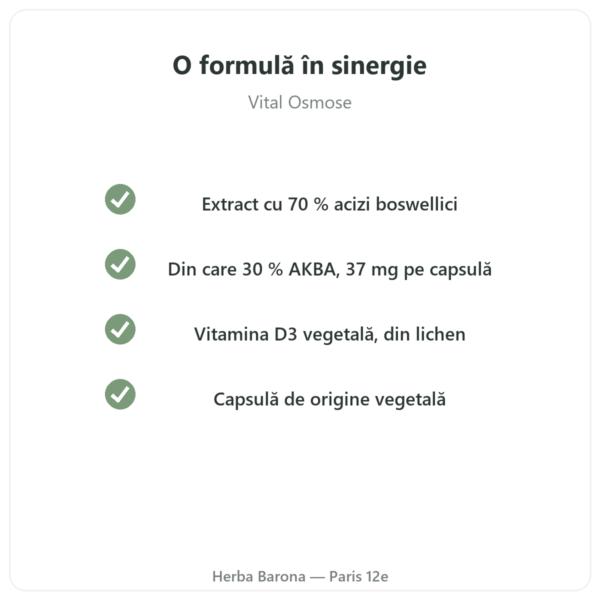 AKBA30 Boswellia serrata 30 % AKBA – Vital Osmose – 120 capsule calitate Paris Herba Barona