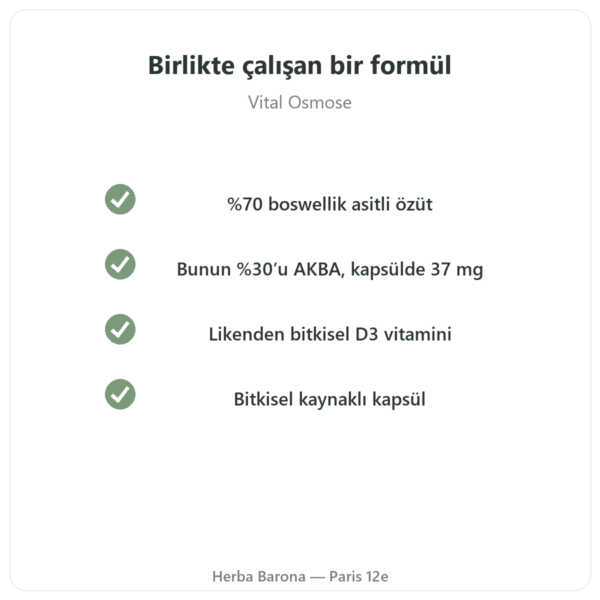 AKBA30 Boswellia serrata AKBA – Vital Osmose – 120 kapsül kalite Paris Herba Barona