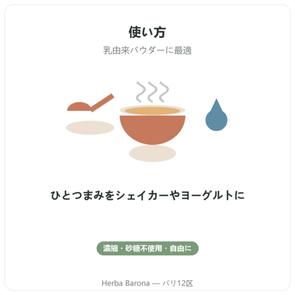 Dynveo 天然キャラメルフレーバー 15回分 使い方 Paris Herba Barona