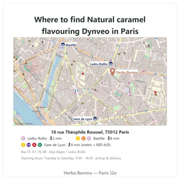 Where to find Natural Caramel Flavouring 15 servings – Dynveo - Herba Barona Paris