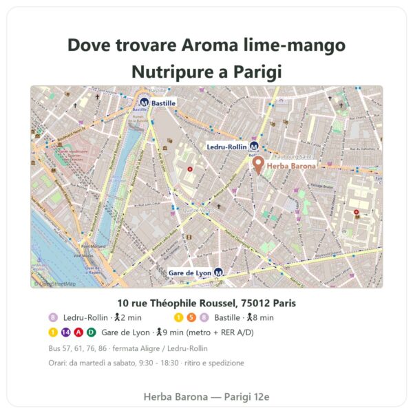Dove trovare Aroma naturale lime-mango Nutripure 50 g - Herba Barona Paris
