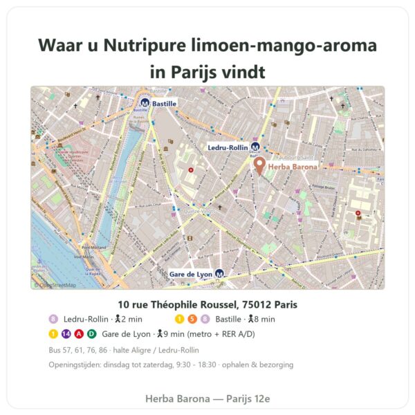 Waar te vinden Natuurlijk limoen-mango-aroma Nutripure 50 g - Herba Barona Paris