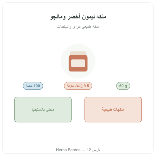 منكّه طبيعي بنكهة الليمون الأخضر والمانجو من Nutripure، 50 غ تقديم Paris Herba Barona