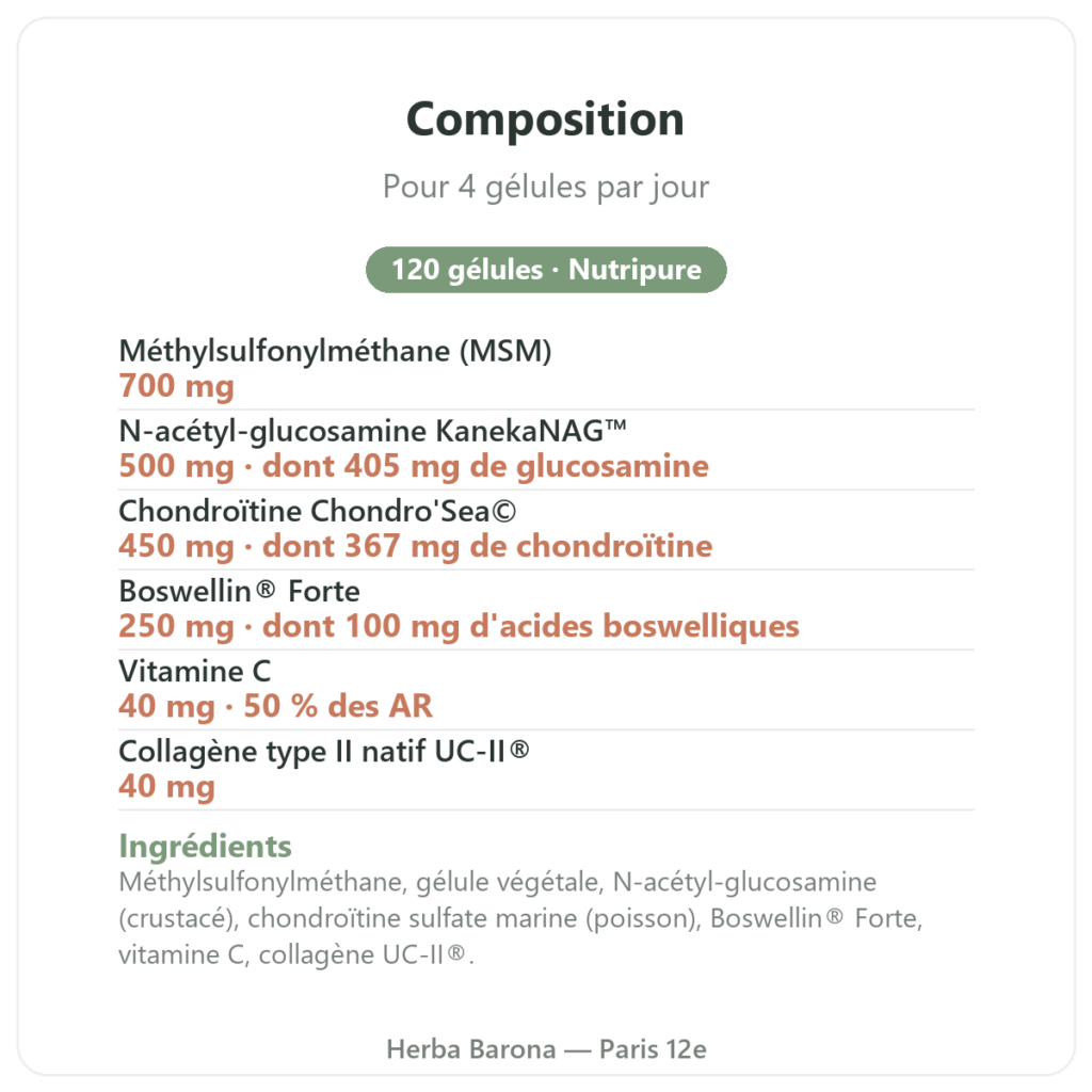 Arthropure² 120 gélules Nutripure composition Paris Herba Barona