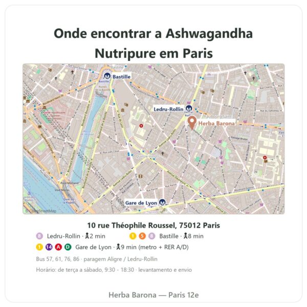 Onde encontrar Ashwagandha KSM-66® biológica Nutripure 60 cápsulas - Herba Barona Paris