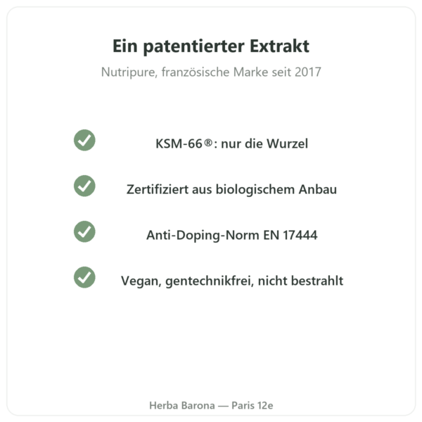 Ashwagandha KSM-66® Bio Nutripure 60 Kapseln Qualität Paris Herba Barona