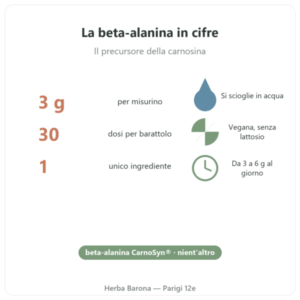 Beta-Alanina CarnoSyn® Nutripure 90 g benefici e dati Paris Herba Barona