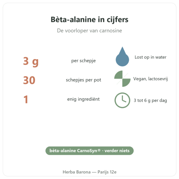 Bèta-alanine CarnoSyn® Nutripure 90 g voordelen en cijfers Paris Herba Barona