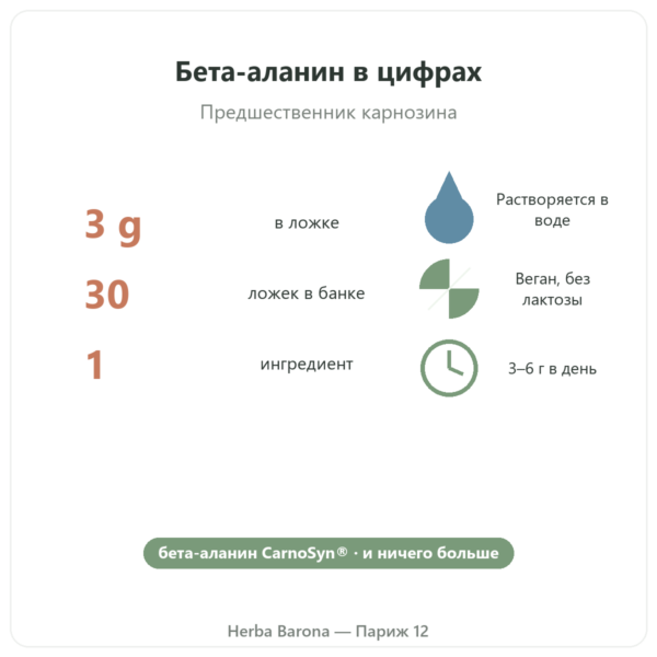 Бета-аланин CarnoSyn® Nutripure 90 г польза и цифры Paris Herba Barona