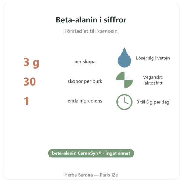 Beta-alanin CarnoSyn® Nutripure 90 g fördelar och fakta Paris Herba Barona
