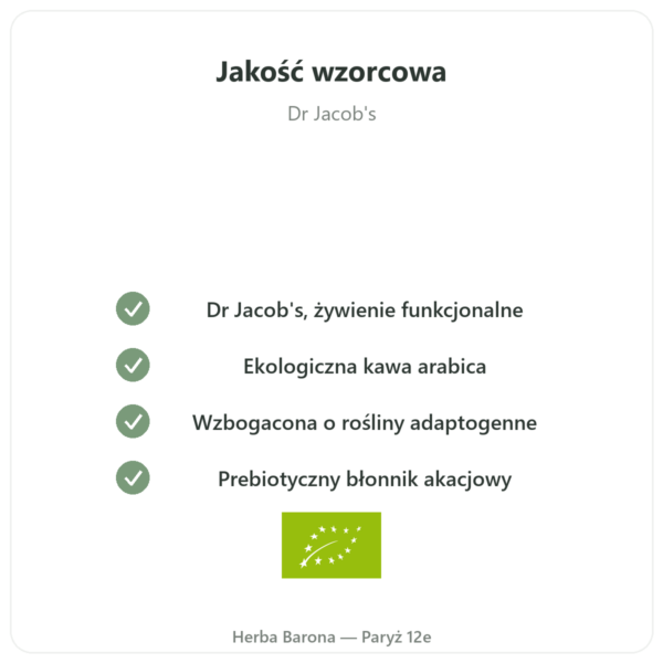 Chi Café BIO Rozpuszczalna Dr Jacob's 400 g jakość Paris Herba Barona