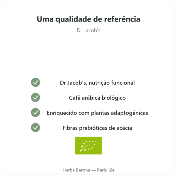 Chi Café BIO Solúvel Dr. Jacob's 400 g qualidade Paris Herba Barona
