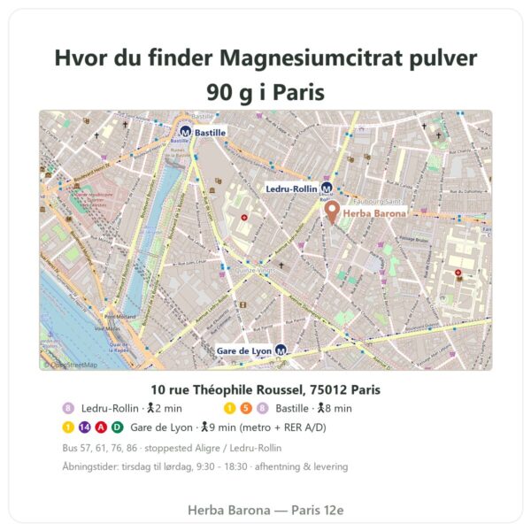 Hvor man finder Magnesiumcitrat pulver 90 g – Nutrimuscle - Herba Barona Paris