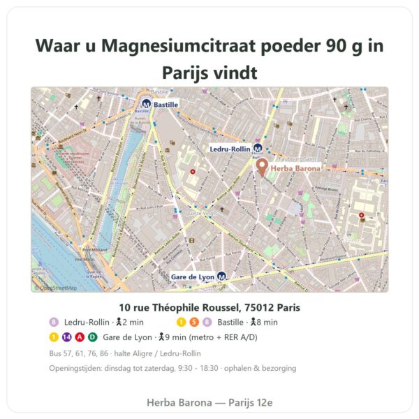 Waar te vinden Magnesiumcitraat poeder 90 g – Nutrimuscle - Herba Barona Paris