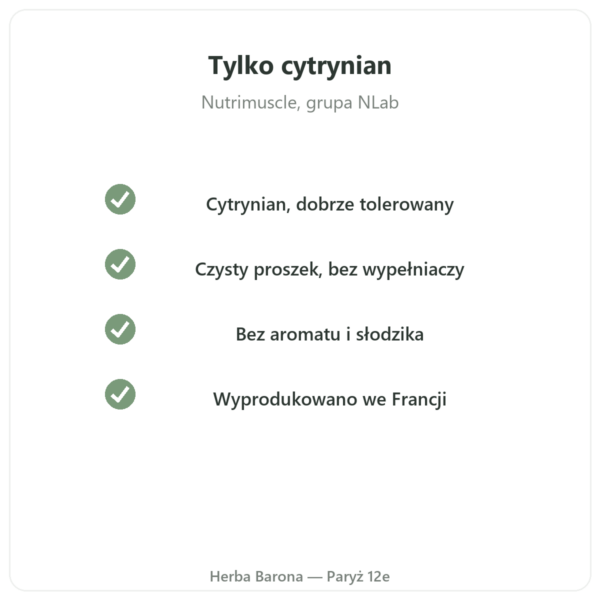 Cytrynian magnezu w proszku 90 g – Nutrimuscle jakość Paris Herba Barona